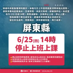 快訊／嘉義縣府宣布！「5鄉鎮」下午2點停班停課