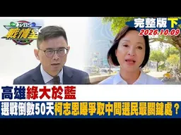 【完整版下集】高雄綠大於藍　選戰倒數50天柯志恩曝爭取中間選民最關鍵處？ #少康戰情室 20261009  #黃揚明