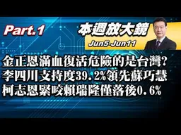 【本週放大鏡Part.1】金正恩滿血復活危險的是台灣？李四川支持度39.2%領先蘇巧慧？鄭麗文：兩岸可和平有別一國兩制？柯志恩緊咬賴瑞隆僅落後0.6%！#少康戰情室 20260605-0611