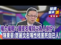權力催眠？握提名權就以為人緣好？陳東豪：鄭麗文名嘴性格害死自己人！｜廖雅玉｜【#攏總鏡來講】20260722