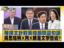 陳揮文針對黃暐瀚問這句話 吳思瑤稱X狗X眼是文學藝術？【#新聞大白話】#郭正亮 #黃揚明 #陳揮文