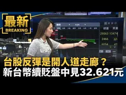 台股反彈是開人道走廊？　新台幣續貶盤中見32.621元｜#鏡新聞