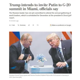 美方动机引解读 美媒称白宫拟邀普京出席G20峰会