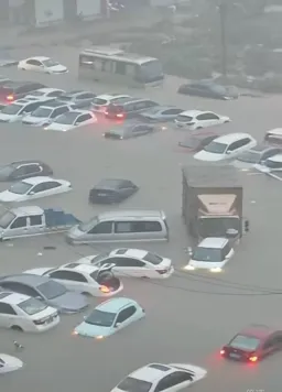 广西钦州遭遇强降雨，车辆被淹房屋进水车库倒灌