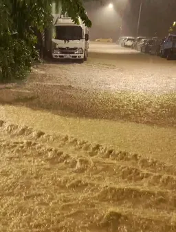 影／高雄凌晨暴雨 鼓山路面成河、愛河畔淹上騎樓