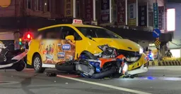 三和夜市小黃左轉撞機車 情侶噴飛腦出血重傷